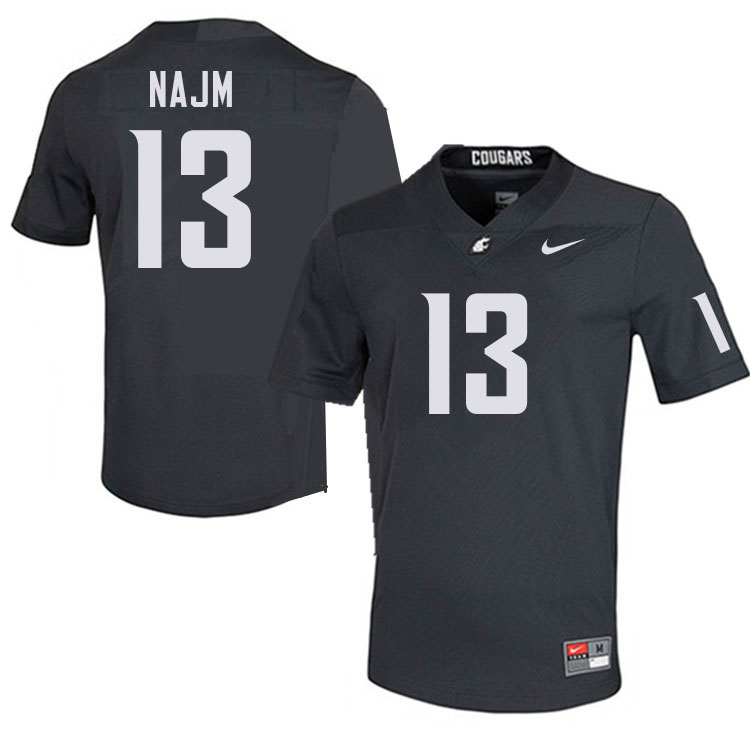 Men #13 Hunter Najm Washington State Cougars College Football Jerseys Stitched-Charcoal